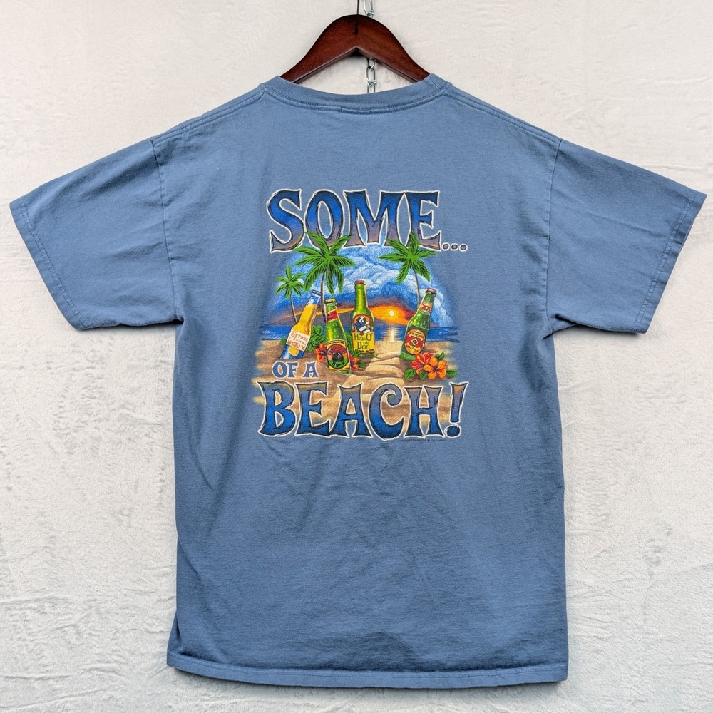 VTG Big Dogs T-Shirt Men's Medium Blue Some of a Beach Beer Tropical Humor Y2K